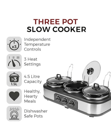Tower T16015 3 x 1.5 Litre Pot Slow Cooker