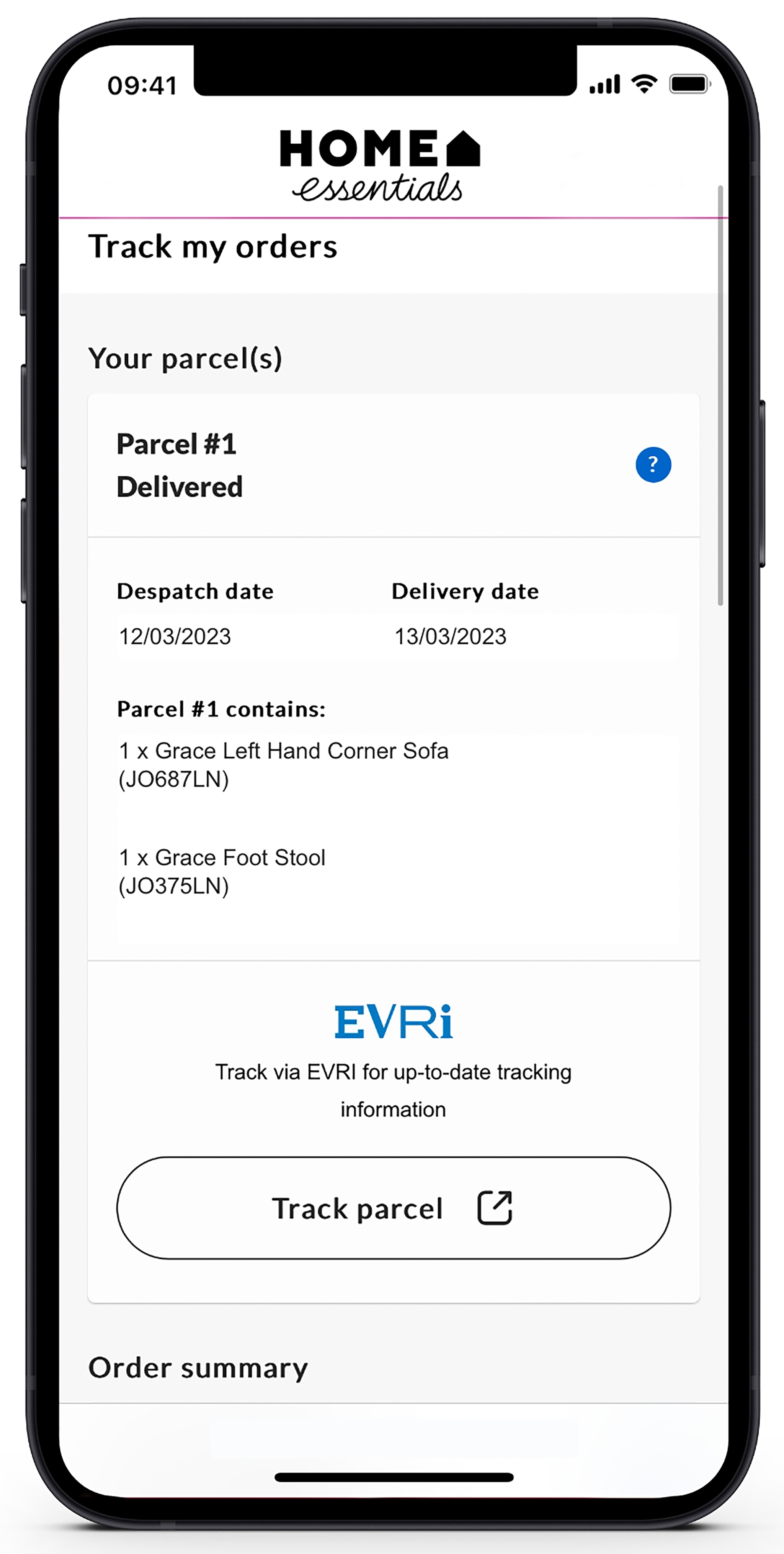 Mobile phone with a receipt on screen