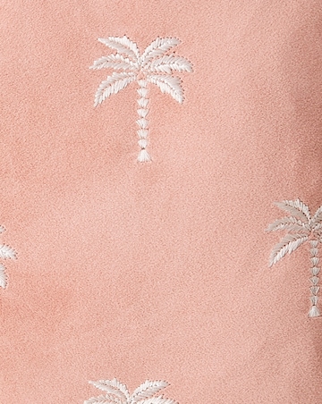 Rhodes Embroidered Palm Tree Velvet Cushion