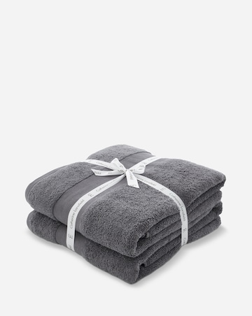 Catherine Lansfield Anti Bacterial Bath Sheet Pair Charcoal