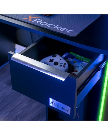 X Rocker Electra Gaming Desk with LED Lighting and Wireless Charging - Black