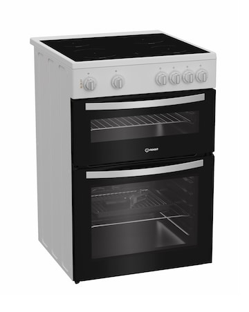 Indesit ITE6VMW 60cm Electric Twin Cooker with Ceramic Hob - White