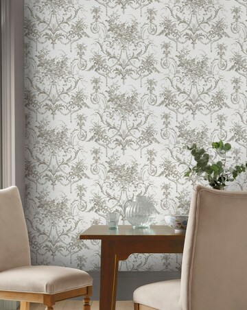 Laura Ashley Tuileries Dark Dove Grey Wallpaper