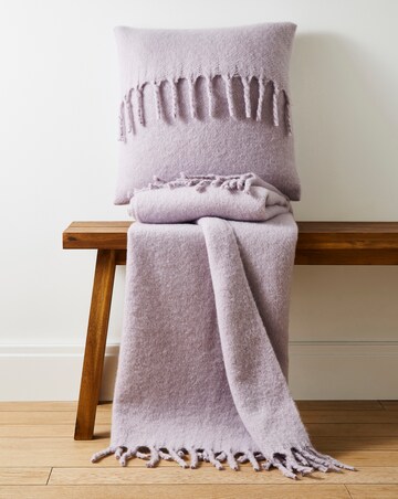 Faux Mohair Fringed Throw - Lilac