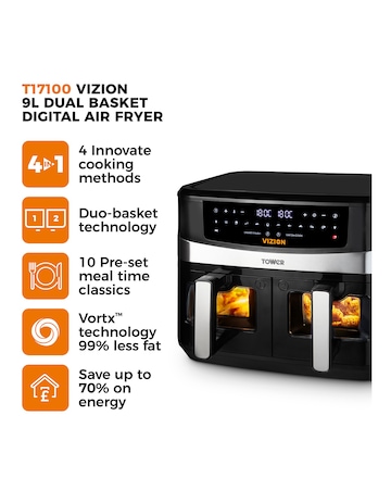 Vortx Vizion 9L Dual Basket Air Fryer
