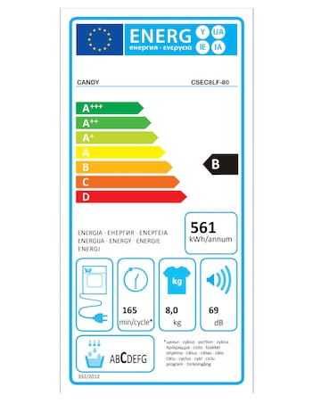 Candy CSEC8LF-80 8Kg Condenser Tumble Dryer, White