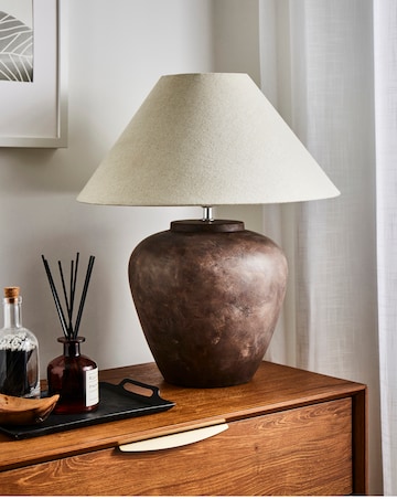 Large Brown Ceramic Table Lamp