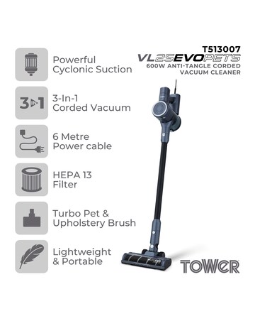 Tower VL25 3 in 1 Anti Tangle Pets Corded Vacuum Cleaner
