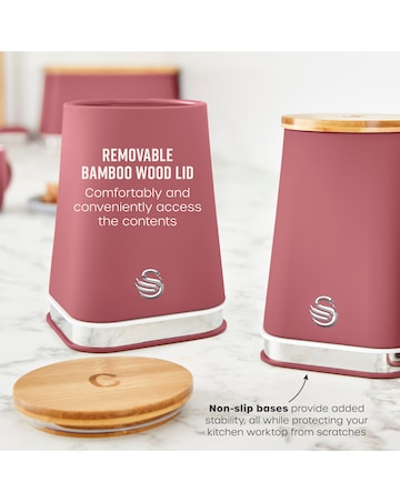 Swan Nordic Set of 3 Canisters Fuschia Rose