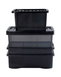 Wham Multisize Crystal Box &amp; Lids Smoke Grey 4Pk