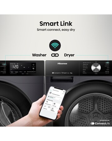 Hisense 3S Series DH3S802BB3 WiFi-enabled 8kg Heat Pump Tumble Dryer - Black