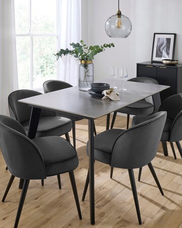 Hale Dining Table with 6 Emilie Velvet Chairs