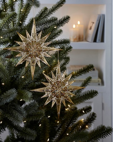 Gisela Graham Glitter Starburst Hanging Decorations - Set of 2