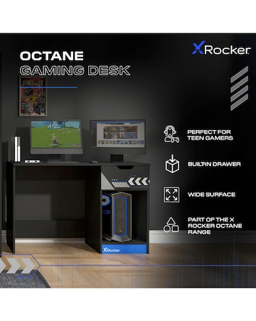 Octane Gaming Desk with Drawer - Blue