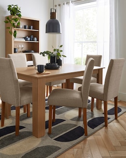 Dakota Large Dining Table with 6 Ava Fabric Chairs