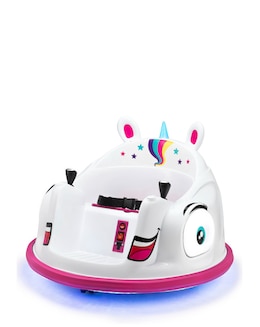 Xootz Kids Electric Unicorn Bumper Car Ride-On - White