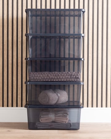 Wham Crystal 45L Grey Box And Lid 5pk