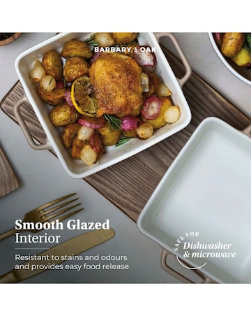 Barbary & Oak Nattura Set of 2 Square Baking Dishes Beige