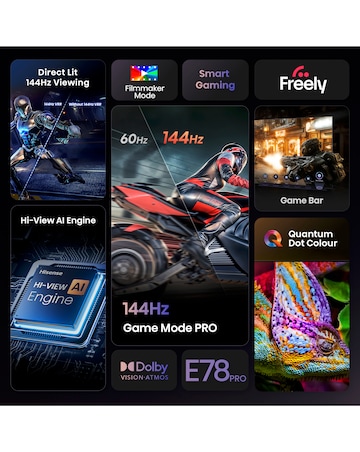Hisense 43E78QTUK PRO 43 QLED 4K Ultra HD Smart Gaming TV