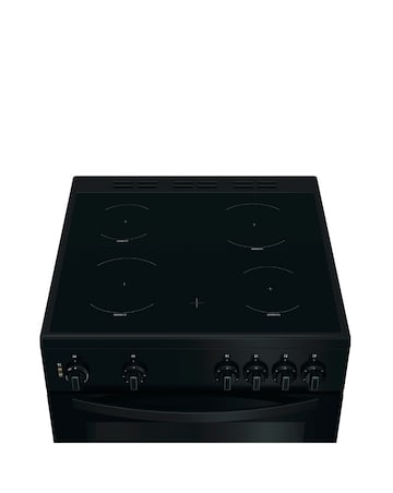 Indesit ITE6VMB 60cm Electric Twin Cooker with Ceramic Hob - Black