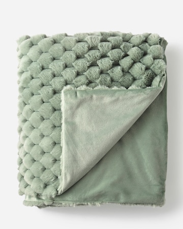 Scallop Faux Fur Throw - Sage Green