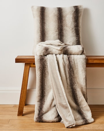 Stripe Animal Printed Faux Fur Throw