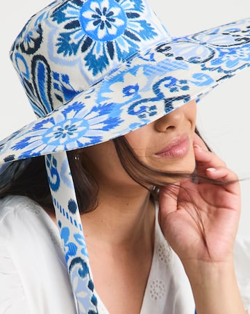 Printed Tie Detail Sun Hat