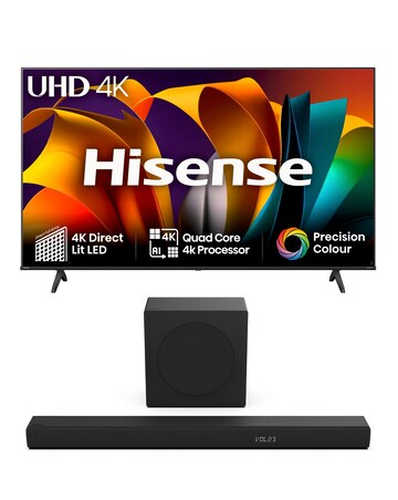 Hisense 75in 75A6NTUK Smart 4K TV with Amazon Alexa and 180W Soundbar Bundle