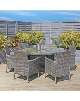 Charles Bentley 6 Seater Round Rattan Dining Set