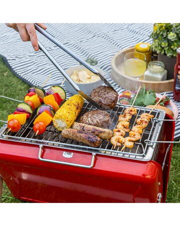 George Foreman Portable Red Briefcase Charcoal BBQ