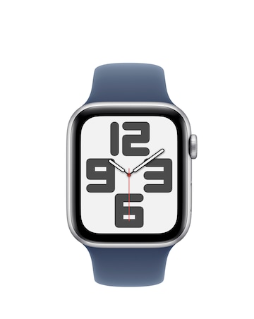 Apple Watch SE GPS 44mm Silver Aluminium Case with Denim Sport Band - S/M