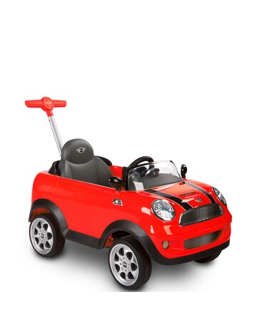 Mini Cooper Play Push Car with Parental Handle - Red