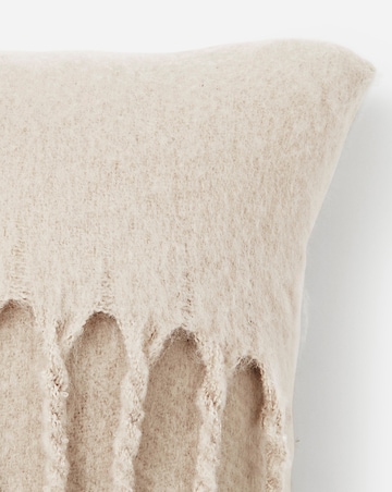 Faux Mohair Fringed Cushion - Natural