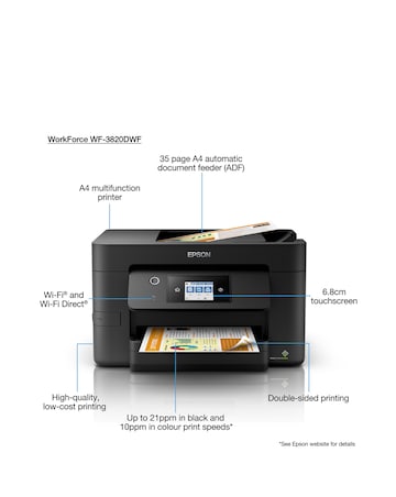 Epson WorkForce Pro WF-3820DWF A4 Colour Wi-Fi Multifunction Inkjet Printer