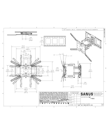 Sanus VuePoint F180c-B2 Full Motion 47-70in TV Wall Bracket