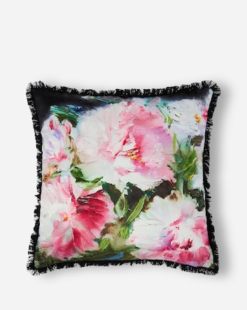 Watercolour Floral Printed Velvet Cushion