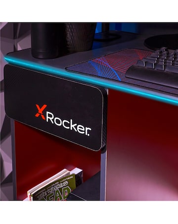 X Rocker Carbon-Tek Desk with Wireless Charging and Neo Fiber LED