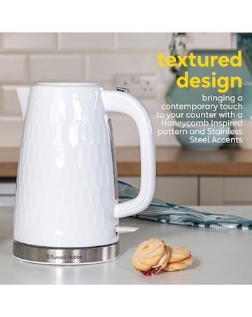 Russell Hobbs 26050 Textured Honeycomb White Kettle