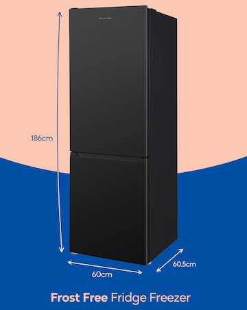 Russell Hobbs RH186FFF60B Frost Free Fridge Freezer - Black- E Rated 186 CM