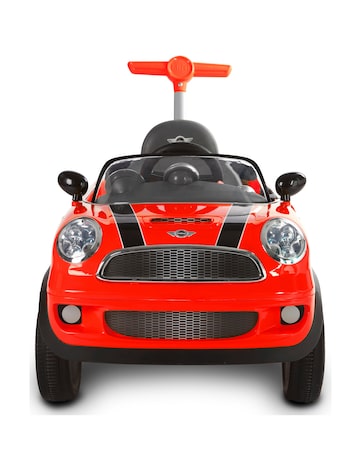 Mini Cooper Play Push Car with Parental Handle - Red