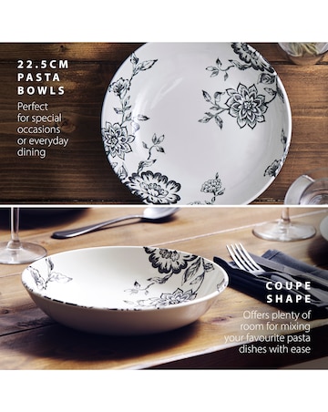 Wade Botanical Night Set of 4 Pasta Bowls