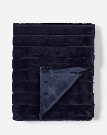Large Ribbed Faux Fur Throw - Navy