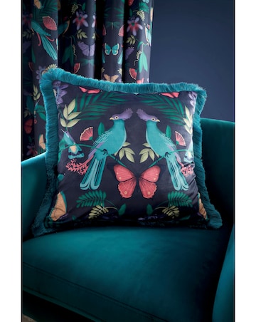 Catherine Lansfield Mya Tropical Birds Filled Velvet Cushion
