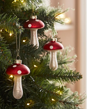 Mushroom Glass Baubles - Set of 6
