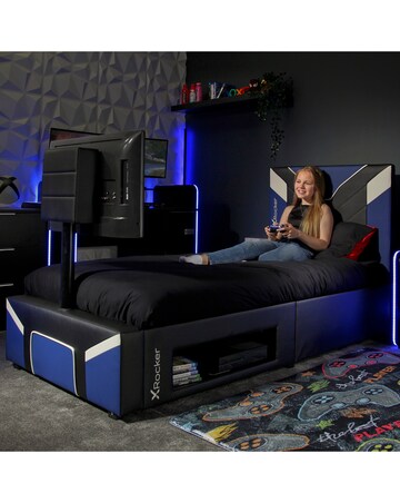 X Rocker Single Cerberus Twist TV Bed - Blue