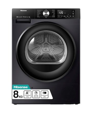 Hisense 3S Series DH3S802BB3 WiFi-enabled 8kg Heat Pump Tumble Dryer - Black