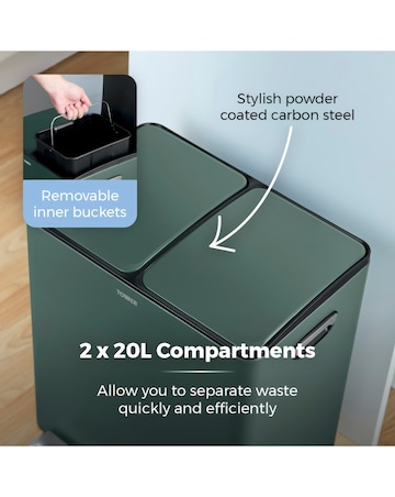 Tower 40L Recycling Pedal Bin Green