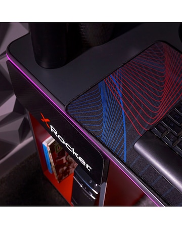 X Rocker Carbon-Tek Desk with Wireless Charging and Neo Fiber LED