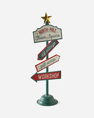 North Pole Metal Sign Post