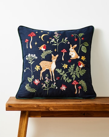 Woodland Animals Embroidered Cushion
